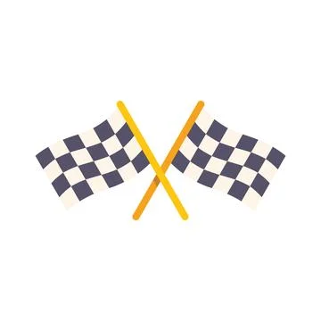 Two crossed checkered flags waving in the wind celebrating victory Stock Illustration