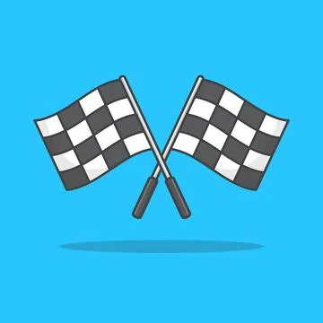 Two Crossed Checkered Race Flag Vector Icon Illustration. Start And Finish .. Illustrazione stock