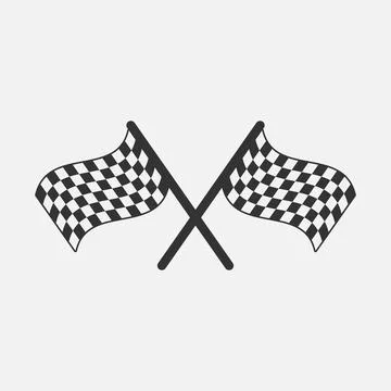 Two crossed checkered racing flags vector icon Stock Illustration