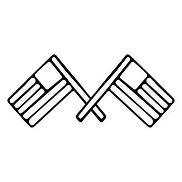 Two crossed flags hand drawn illustration Stock Illustration