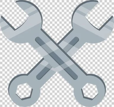 Two crossed grey open-ended wrenches, tools used for tightening bolts in re.. Stock Illustration