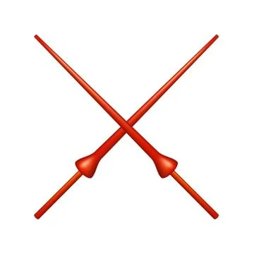 Two crossed lances in red design Stock Illustration
