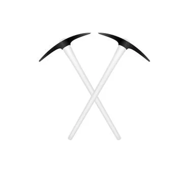Two crossed mattocks in black design with white handle Stock Illustration