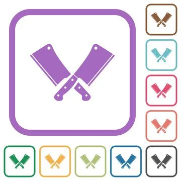 Two crossed meat cleavers simple icons Stock Illustration