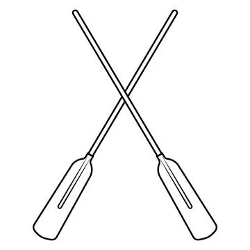 Two Crossed Oars on White Background, Nautical Adventure Art Stock Illustration