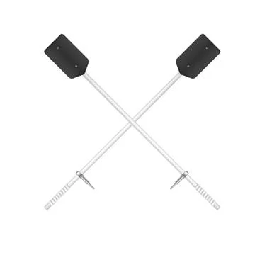 Two crossed old oars in black and white design Stock Illustration