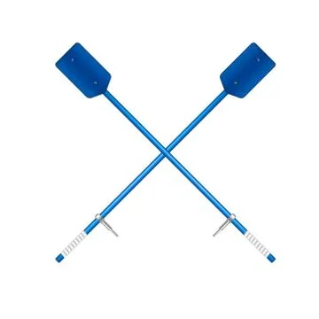 Two crossed old oars in blue design Stock Illustration