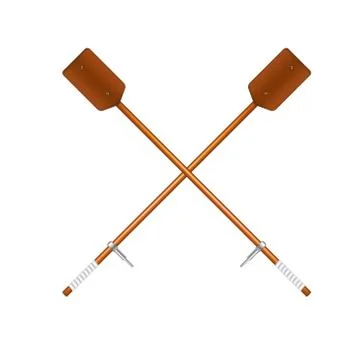 Two crossed old oars in brown design Stock Illustration