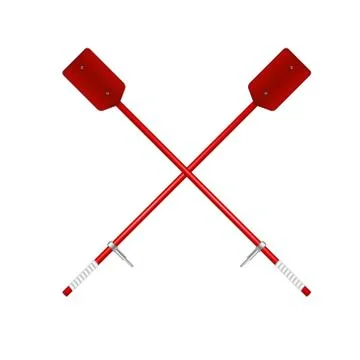 Two crossed old oars in red design Stock Illustration