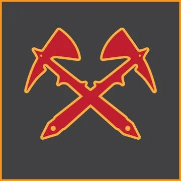 Two crossed sharp viking axes Stock Illustration