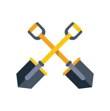 Two crossed shovels digging tool for construction and gardening Illustrazione stock