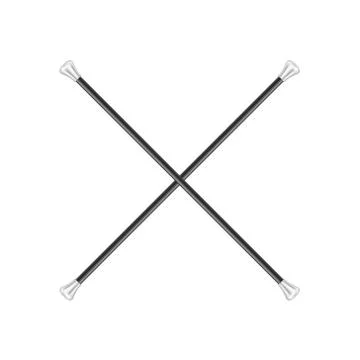 Two crossed twirling batons in black and silver design Stock Illustration