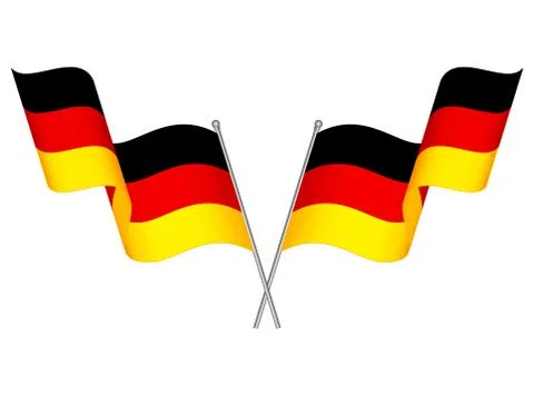 Two crossed waving Germany flags Stock Illustration