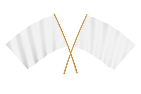 Two crossed white flags symbolising surrender or truce Illustrazione stock