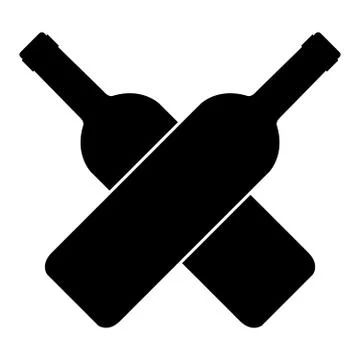 Two crossed wine bottles. Icon Stock Illustration