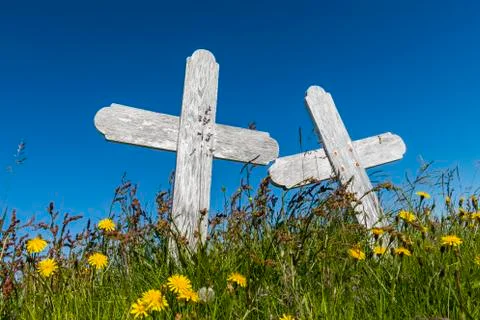 Two crosses at Hellnear Stock Photos