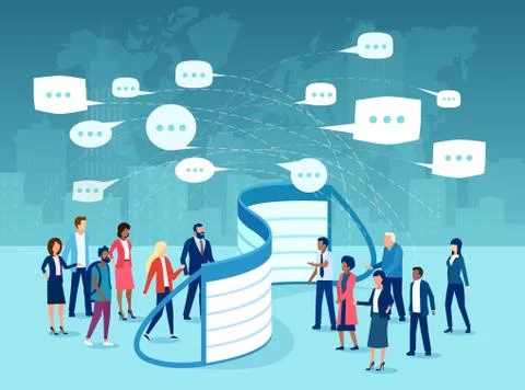 Two crowds of people from different countries separated from each other by fa Stock Illustration