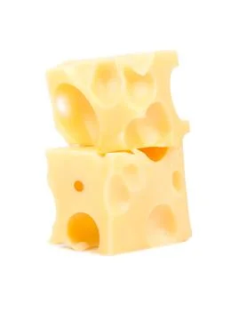 Two cubes of cheese Stock Photos