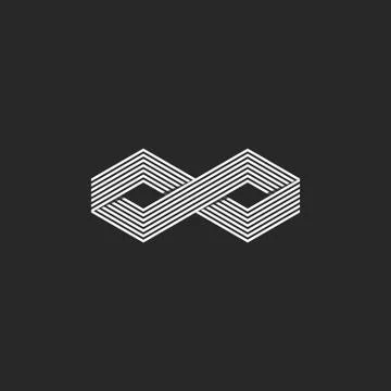 Two cubes logo isometric infinite symbol, infinity geometric shape overlappin Stock Illustration
