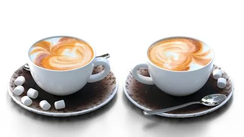 Two cup of coffee with marshmallow Illustrazione stock
