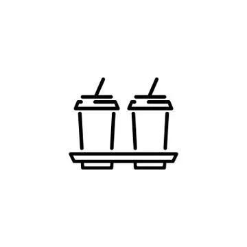 Two cup of drink icon. Coca cola, orenge juice, tea, coffee. Vector on isolat Stock Illustration