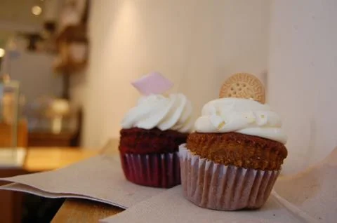 Two cupcakes Stock Photos