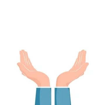 Two cupped hands. Supporting hands. Vector illustration isolated on white Stock Illustration