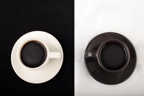 Two cups of black coffee from above Stock Photos