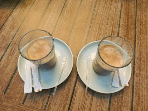 Two cups of cappuccino Stock Photos