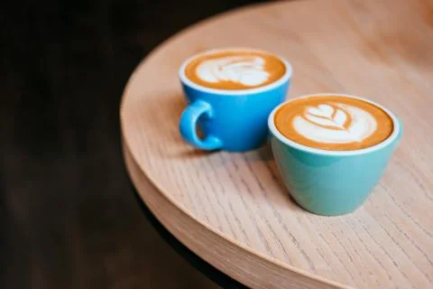 Two cups of cappuccino Stock Photos