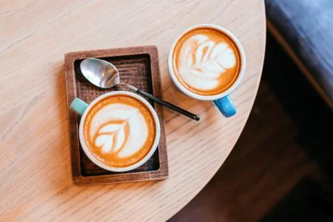 Two cups of cappuccino Stock Photos