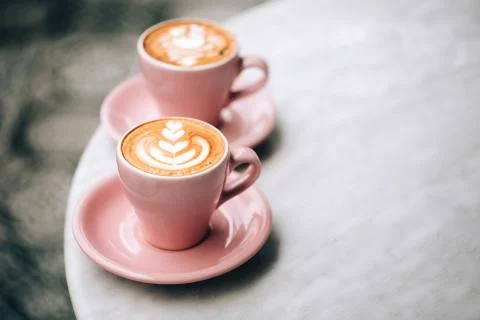 Two cups of cappuccino. Stock Photos