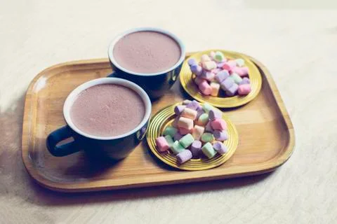 Two cups of cocoa. Stock Photos