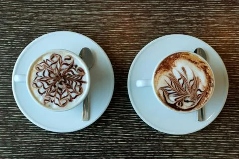 Two cups of coffee Stock Photos