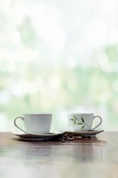 Two cups of coffee Stock Photos