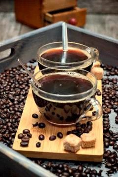 Two cups of coffee. Stock Photos