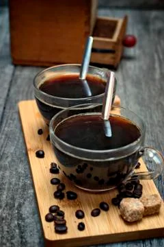 Two cups of coffee. Stock Photos