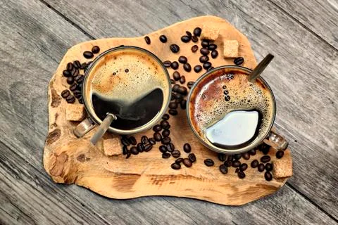 Two cups of coffee. Stock Photos