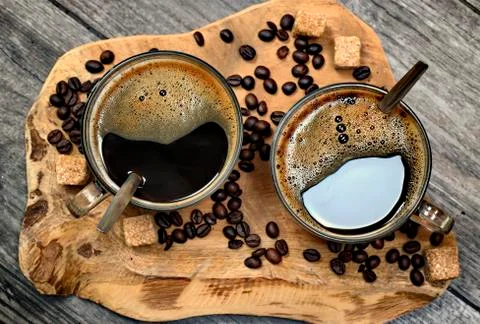 Two cups of coffee. Stock Photos