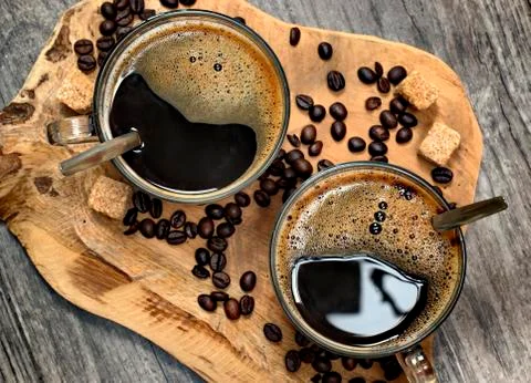 Two cups of coffee. Stock Photos