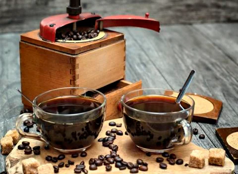 Two cups of coffee. Stock Photos