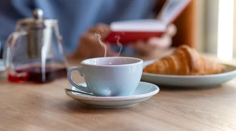 Two cups of coffee on the table, latte art Stock Photos