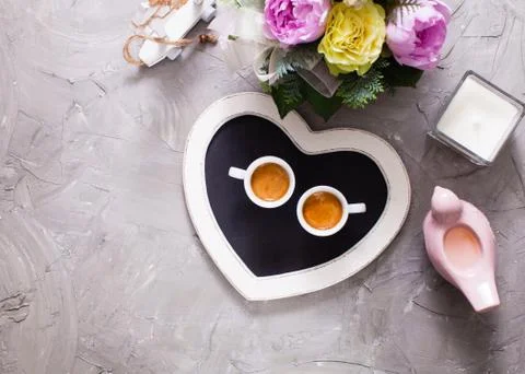 Two cups of espresso Stock Photos