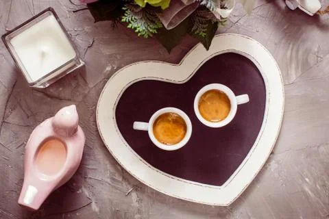 Two cups of espresso Stock Photos