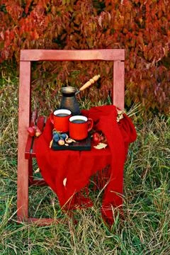 Two cups of freshly brewed coffee Stock Photos