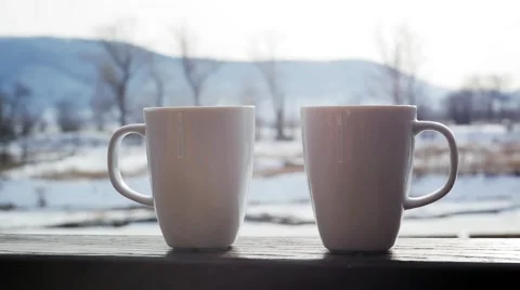 Two cups of hot chocolate Stock Footage 64407070