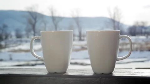 Two cups of hot chocolate Stock Footage 64408166
