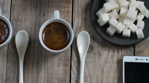 Two cups of hot coffee Stock Footage 65270250