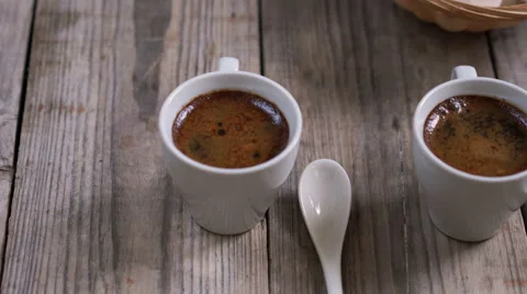 Two cups of hot coffee Stock Footage 65270263