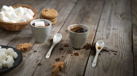 Two cups of hot coffee Stock Footage 65402872